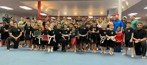 Kids MMA class panorama at Amir Academy